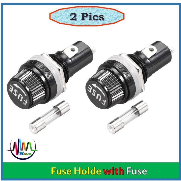 Screw Cap Fuse Holder 2pcs Panel Mount Case for Radio Glass Tube Fuses 5 x 20mm