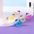 10/20/50PCS Mini Fluorescent Sunglasses Duck Ornament Miniature Figures Tiny Duck Resin Micro Landscape DIY Dollhouse Decoration.