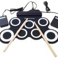 Portable Electronic Drum Digital USB 7 Pads Roll up Drum Set Silicone Electric Drum Pad Kit with DrumSticks Foot Pedal.