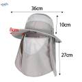 Fishing Hat Sun Hat Camping Removable Neck Flap Cover Summer Gray.