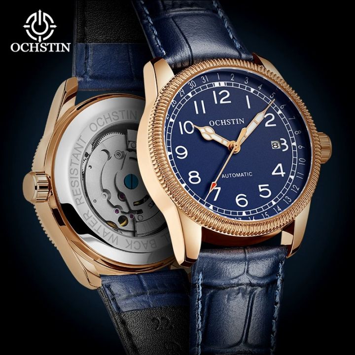 OCHSTIN Brand Fashion Business Luxury Leather Strap Automatic Mechanical Men's Watch