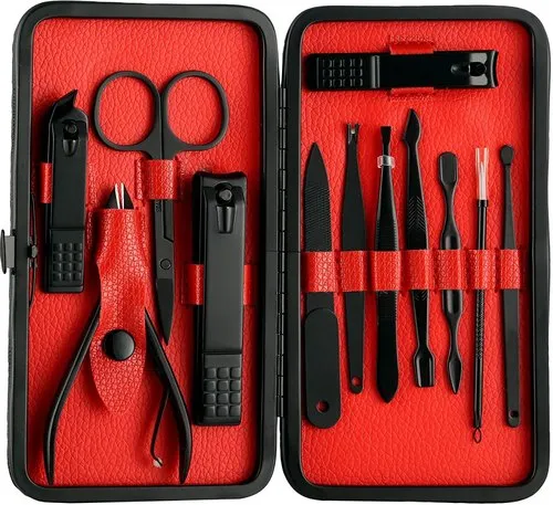 Manicure%20Pedicure%20Set%20Nail%20Clippers%20-%20Mifine%2016%20In%201%20Stainless%20Steel%20Professional%20Pedicure%20Kit%20Nail%20Scissors%20Grooming%20Kit%20with%20Black%20Leather%20Travel%20Case%20First%20Generation%20-%20Image%202