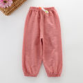 Children Pants Summer Cotton Thin Breathable Prevent Mosquito Candy Color Kids Boys Girls Baby Pants.