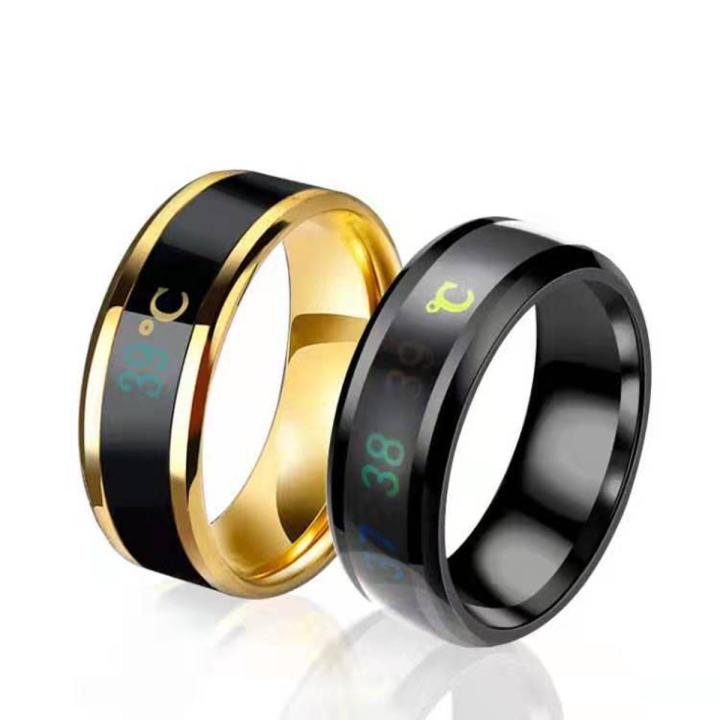【Stylish】 Temperature Smart Sensor Body Ring -Stainless Steel Fashion Display Temperature Test Finger Ring