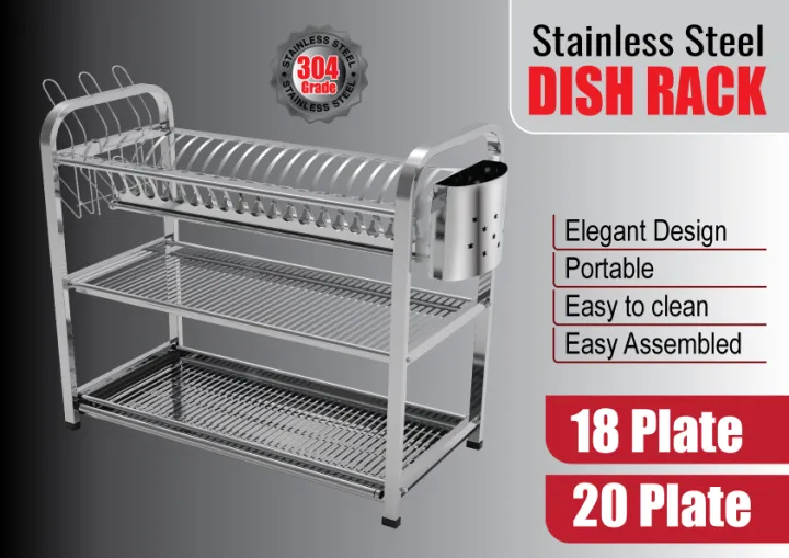 SKB%20Stainless%20Steel%20Dish%20Rack%20(Square)%2020%20Plat%20High%20Quality%20with%20Glass%20&%20Spoon%20Holder%20-%20Image%202