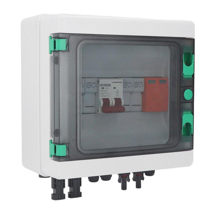 PV Combiner Box, DC500V Short Circuit Protection 2 String Solar Combiner Box Easy Installation Waterproof for Home