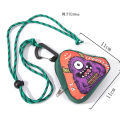 Cartoon Monster Canvas   3D Triangle Cute Key Bag Pendant With Keychain Earphone Storage Bag Portable Wallet. 