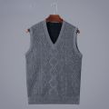 Men's Sweater Vest Winter Fashion V-Neck Short Slim Fit Sweater Solid Color Sleeveless Sweater Waistcoat Male's Clothes C73.