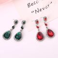 Korean Long Crystal Water Droplets Dangle Earrings for Women Elegant Cubic Zirconia Drop Ear Fashion Wedding Party Jewelry. 
