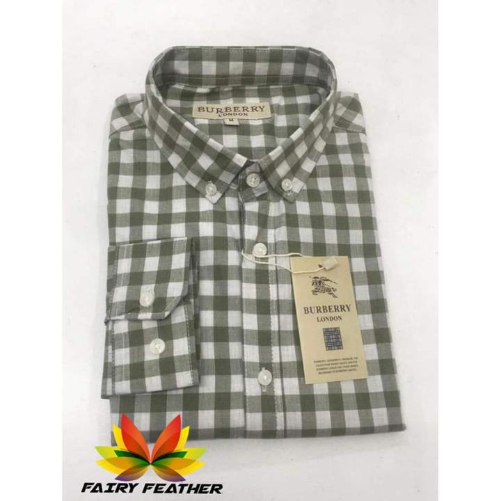 check Cotton Long Sleeve Casual Shirt for Men