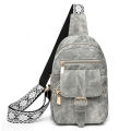 Cross-border tide chest bag women's simple fashion washed leather chest bag casual shopping crossbody bag street trend shoulder bag.