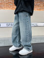 Children's clothing boys fashion loose 2024 new trousers jeans straight leg pants. 