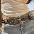 Bohemian Style Butterfly Rhinestone Woven Belt Handmade Wooden Bead Women's Belt Casual Vacation Style Waist Rope. 