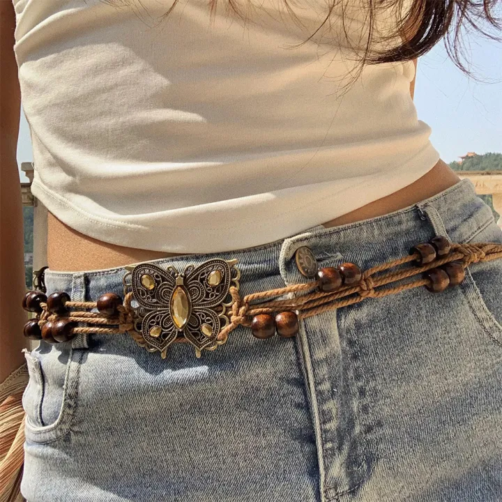 Bohemian%20Style%20Butterfly%20Rhinestone%20Woven%20Belt%20Handmade%20Wooden%20Bead%20Women's%20Belt%20Casual%20Vacation%20Style%20Waist%20Rope%20-%20Image%205