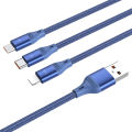 3in1 Data Usb Cable For iPhone Fast Charger 3A Charging Cable For Android Phone Type C Xiaomi Huawei Samsung Charger Wire For Ipad - Cold Black.