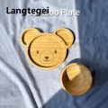 Children's Animal Pattern Bamboo Tableware with Base Suction Cup Baby Feeding Tableware Bamboo Plate Dinner Plate BPA Non-slip.