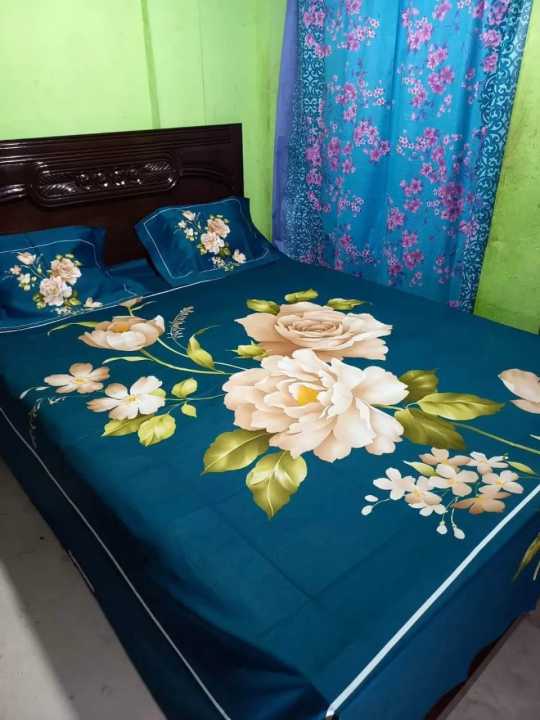 Double King Size Bedsheet With Two Pillow Cover