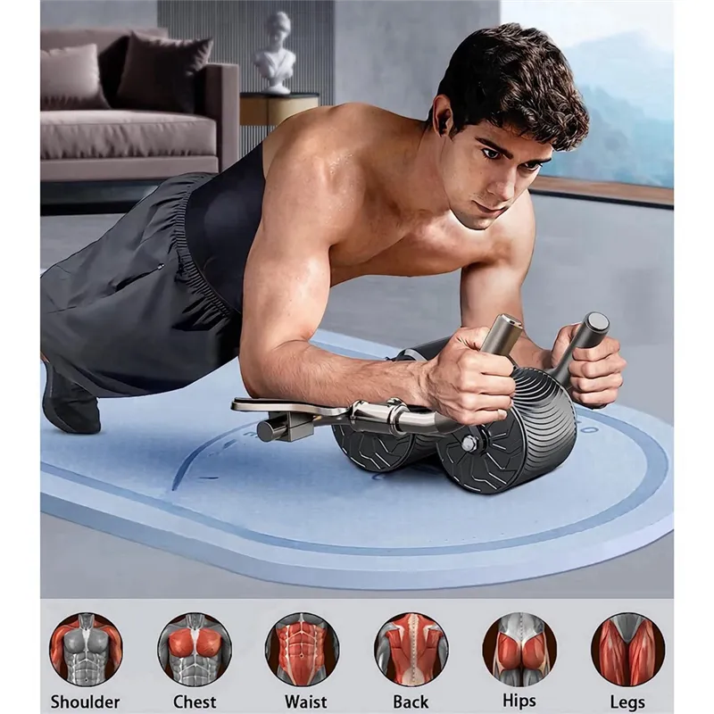 Ab Roller Black Abdominal Wheel for Abs Workout, Automatic Rebound