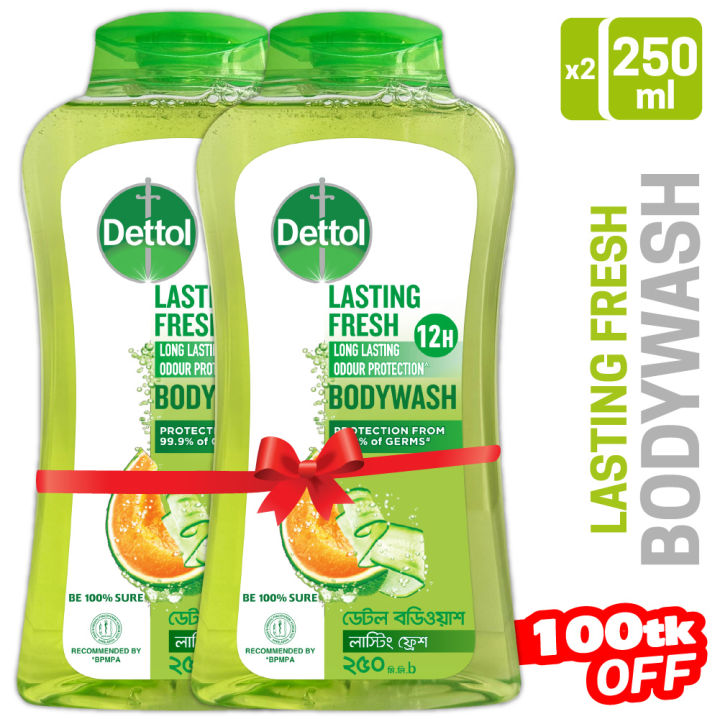 Buy 2 Get 100tk Off - Dettol Lasting Fresh Bodywash 250ml with 12 Hour Odour Protection