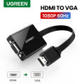 UGREEN Active HDMI to VGA Adapter with 3.5mm Audio Jack HDMI Male to VGA Female up to 1080P for PC Laptop Ultrabook Raspberry Pi Chromebook. 