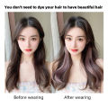 Long curly hair Color Hair Piece Hair Extensions Clip In Highlight Rainbow Hair Streak Pink Synthetic Hair Strands on Clips.