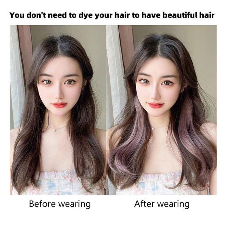 Long%20curly%20hair%20Color%20Hair%20Piece%20Hair%20Extensions%20Clip%20In%20Highlight%20Rainbow%20Hair%20Streak%20Pink%20Synthetic%20Hair%20Strands%20on%20Clips%20-%20Image%202