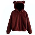 5XL Cute Bear Ear Fuzzy Hoodie Pullover Korean Fashion Loose Warm Fleece Sweatshirt Women's Hoodies Jacket Coat худи оверсайз. 