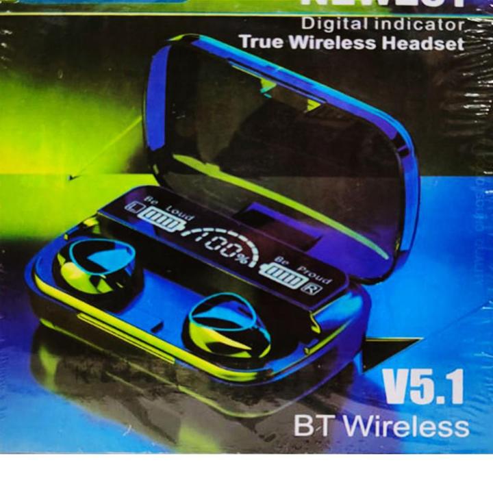 M10 TWS Earphone 9D Stereo LED Digital Display Touch CVC8.0 Digital Noise Reduction Technology (With 2000mAh Mini Power Bank Charging Box) - Bluetooth Headphone