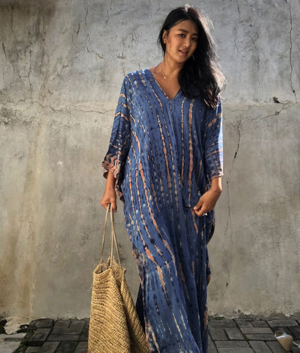 Plus%20Size%20Boho%20Cover%20Up%20Loose%20Dress%20Women%20Summer%20Tie%20Dye%20Kaftan%20Print%20Striped%20Bat%20Sleeve%20V%20Neck%20Split%20Maxi%20Beachwear%20Dress%20House%20Foocus%20-%20Image%205
