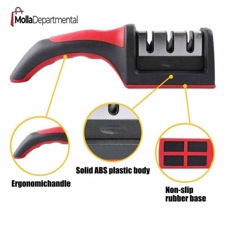 1 pcs kitchen cutter Sharpener for Kitchen, Tool with 3 Holders and 1 Replacement Sharpener, Suitable for all Kknivess, Manual, KC0319