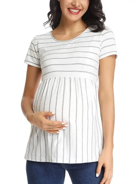 Pregnancy%20Clothes%20Spring%20and%20Summer%20New%20Fashion%20Maternity%20Wear%20Striped%20Round%20Neck%20Breast-feeding%20Dress%20Maternity%20Maxi%20Dress%20-%20Image%204