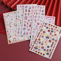 Easter Bunny Nail Stickers Cute Cartoon Rabbit Animal Heart Flower Lucky Words 3D Slider Valentine Manicure Accessories.
