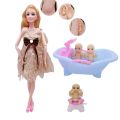 【The road to happiness Store】11.5 "Inch Solid Barbies Pregnant Barbies Doll + 2" Doll + Suitcase Toys Package Doll Accessories. 