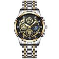 Stylish Poedagar Watch with 3D Gold Bezel and Day-Date Window.