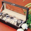 Pro Case 6 Slots Leather Watch Box Original Watches Display Case. 