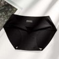 Ice Silk Seamless Women Underwear Middle Waist Panties Women Clothing - Black Color. 