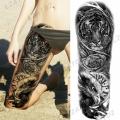 Full Sleeve Temporary Tattoos For Women Men Realistic Skulls Roses Tigers Lions Tattoo Stickers Thigh Waterproof Tatoos. 