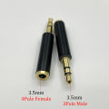 2Pcs Gold-Plated 3.5mm 3Pole TRS Male Plug to 3.5mm Jack 4Pole TRRS Female Stereo Audio Connector Mic Extension Cable Converter. 