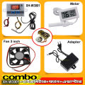 XH-W3001 Temperature Controller Combo Pack with Thermometer Hygrometer, DC 12V 3" Cooling Ventilator Fan & 12v 2A Adapter Combo Package for Egg Incubator.