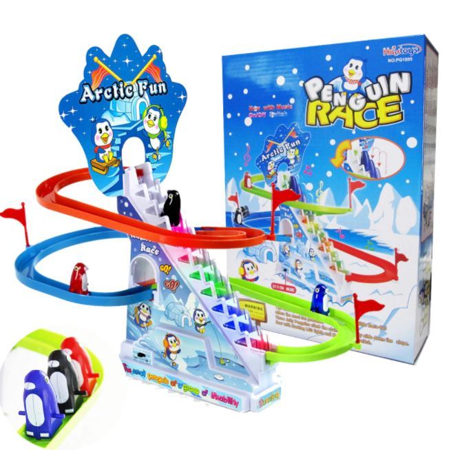 Penguin Go Racer Track Toy Climbing Stairs Toys for Toddlers Boys Girls Roller Coaster Kids Fun Playing Games with Music