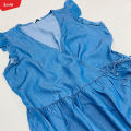 Women's Ruffle Sleeve Crrossover Denim Tops From Levin. 