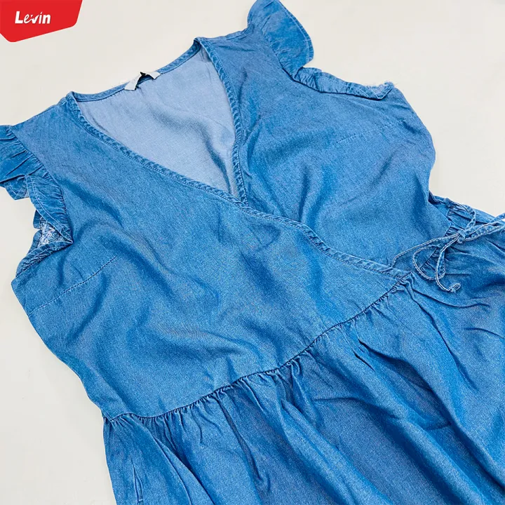 Women's%20Ruffle%20Sleeve%20Crrossover%20Denim%20Tops%20From%20Levin%20-%20Image%204