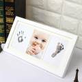 Baby Handprint Kit By Little Hippo - Newborn Baby Picture Frame (WHITE) Non Toxic INK! Baby Footprint Kit Best Baby Shower Gifts! Perfect For Baby Boy Gifts And Baby Girls Gifts. 