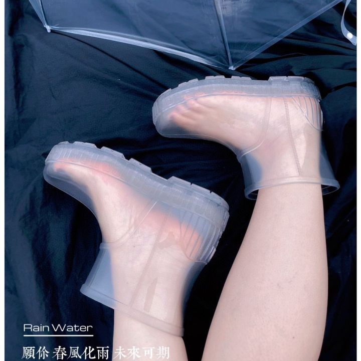 Transparent Rain Boots Crystal Shoes Women's New Transparent Boots Summer Rain Boots Jelly Women's Waterproof Rain Shoesins