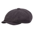 (New)OIMG Men Beret Vintage Herringbone Tweed Peaky Blinder Hat Newboy Beret Hat Pring Flat Peaked Beret Hat Dark Grey. 
