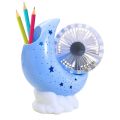 Moon Base Fan With Starry Atmosphere Light And Adjustable Angle Pen Holder Mini USB Fan.