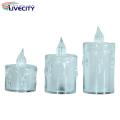 Crystal Chandelier Set Sparkling Crystal Led Candle Lights for Wedding Home Decor Set of 3 less Than 3d Flickering Flame Candles.