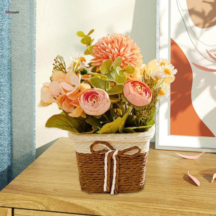 Artificial Potted Flowers Rustic for Living Room Indoor Home Decoration