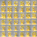 Gold/white 16cm LED letter and number illuminated letter light, used as a decorative light for weddings, birthday parties.