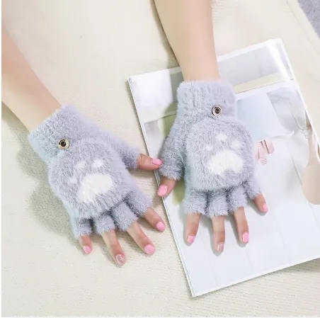 New%20Korean%20Cute%20Cartoon%20Cat%20Claw%20Warm%20Gloves%20Autumn%20Winter%20Wool%20Knitting%20Half%20Refers%20To%20Flip%20Gloves%201Pair%20-%20Image%206